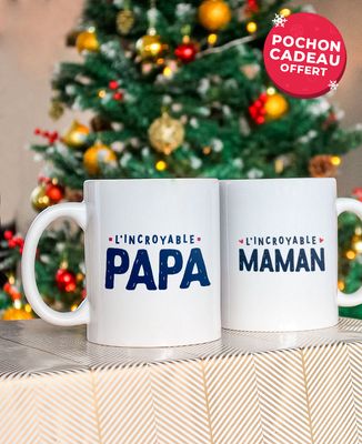 Coffret Mugs L'incroyable papa + l'incroyable maman