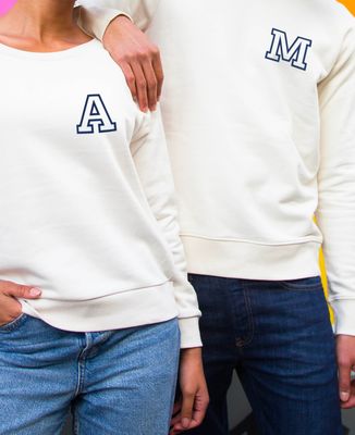 Sweatshirt Mann Samt-Personalisierte Initiale - Geschenke für Paare
