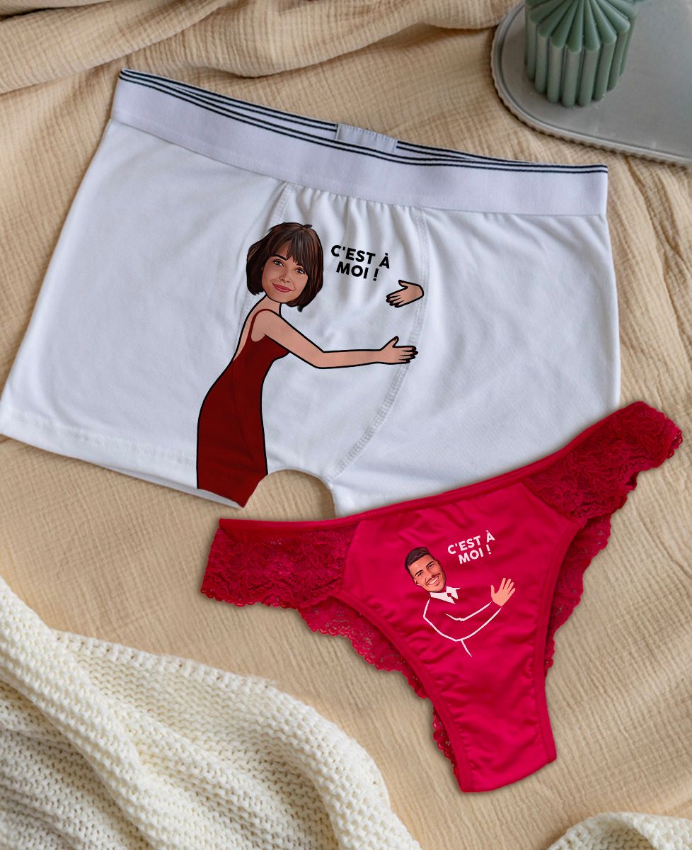Coffret Duo Culotte Tanga et Boxer C'est à moi - Cadeaux Couple