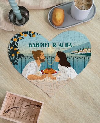 Puzzle Heart couple spaghetti - Couple gifts