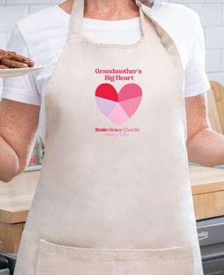 Apron with pocket Grandmother's customized heart - Grandma's gifts, Couple gifts