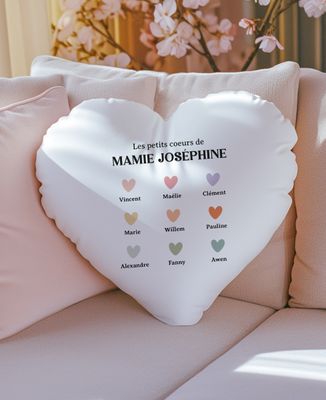 Coussin coeur Les petits coeurs de mamie multicolores - Cadeaux Mamie, Cadeaux Couple
