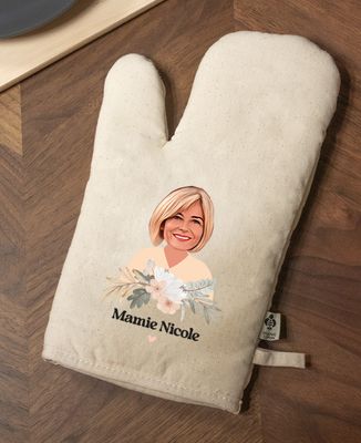 Gant de cuisine Mamie visage et prénom - Cadeaux Mamie