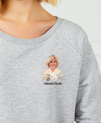 Sweatshirt femme Mamie visage et prénom - Cadeaux Mamie
