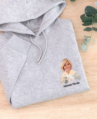 Hoodie femme Mamie visage et prénom - Cadeaux Mamie