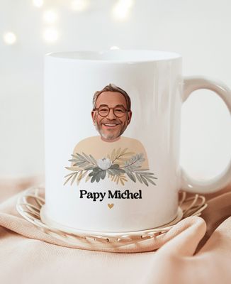 Mug Papy visage et prénom - Cadeaux Papy