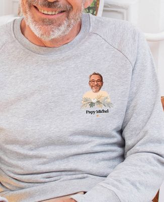 Sweatshirt homme Papy visage et prénom - Cadeaux Papy