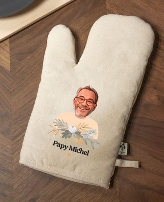 Gant de cuisine Papy visage et prénom - Cadeaux Papy