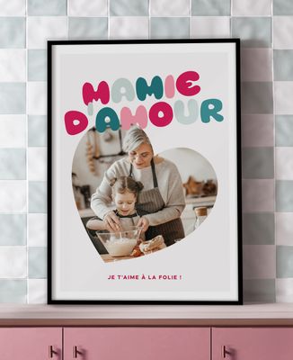 Mamie d'amour et photo dans un coeur