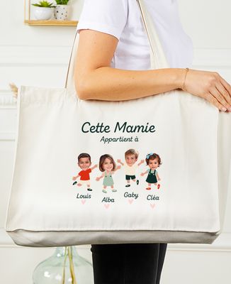 Maxi tote bag Cette mamie appartient à personnalisé - Cadeaux Mamie