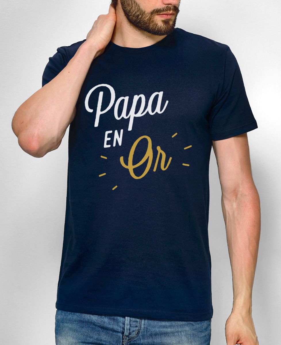 T-shirt homme Papa en Or - Cadeaux Papa