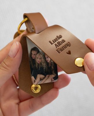 Key ring Children's first names, hearts and 2 personalized photos - Gifts for Dad, Mom's gifts, Papy's gift, Grandma's gifts