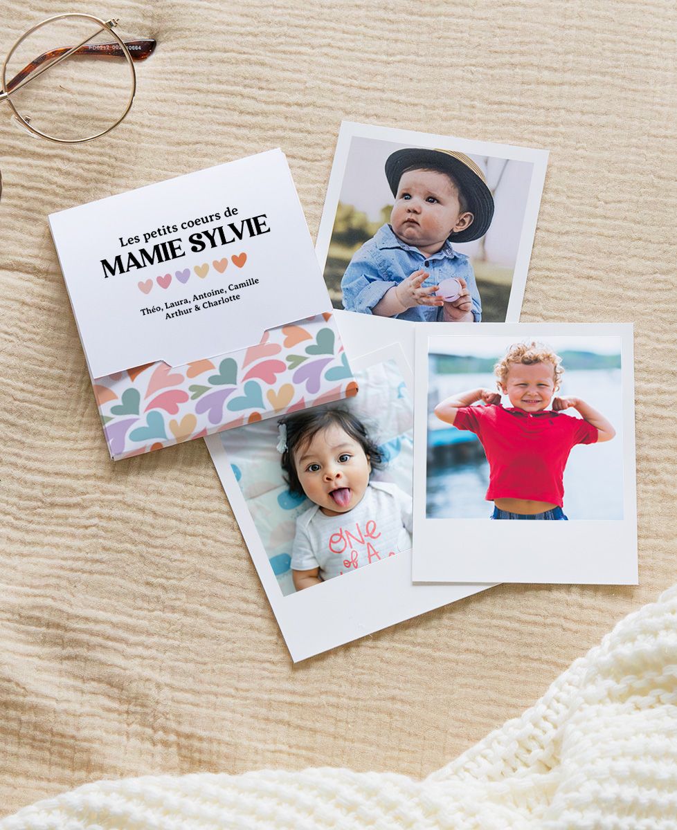 Box photo Les petits coeurs de mamie multicolores - Cadeaux Mamie, Cadeaux Couple