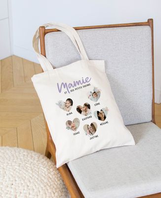Tote bag Mamie et ses petits coeurs en photo - Cadeaux Mamie