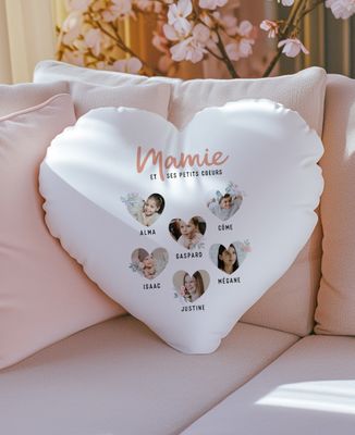 Coussin coeur Mamie et ses petits coeurs en photo - Cadeaux Mamie