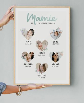 Affiche Mamie et ses petits coeurs en photo - Cadeaux Mamie