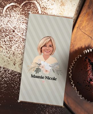 Tablette de chocolat Mamie visage et prénom - Cadeaux Mamie