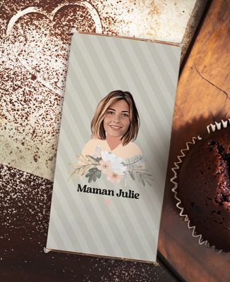 Tablette de chocolat Maman visage et prénom - Cadeaux Maman
