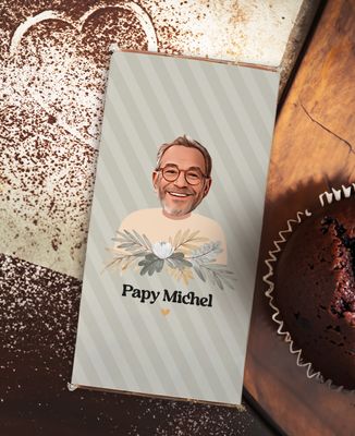 Tablette de chocolat Papy visage et prénom - Cadeaux Papy