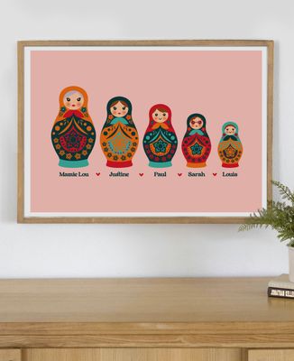 Affiche Mamie et ses poupées russes personnalisé - Cadeaux Mamie