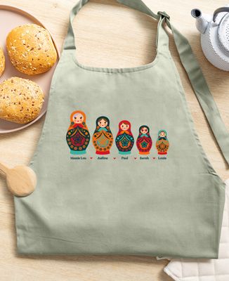 Tablier à poche Mamie et ses poupées russes personnalisé - Cadeaux Mamie