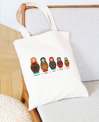 Tote bag Mamie et ses poupées russes personnalisé - Cadeaux Mamie