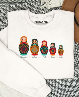 Sweatshirt femme Mamie et ses poupées russes personnalisé - Cadeaux Mamie