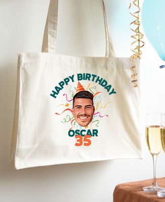XXL Tote bags Happy birthday face and name