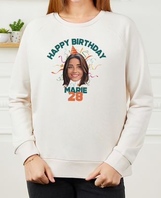 Felpa donna Buon compleanno faccia e nome