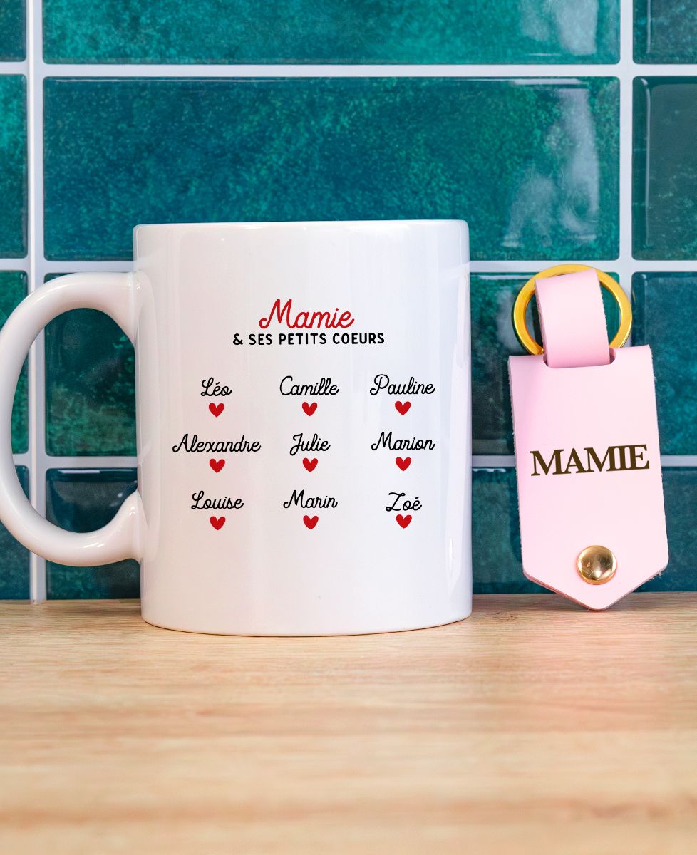 Coffret Cadeau Mamie Mug + Porte-clés personnalisés - Cadeaux Mamie