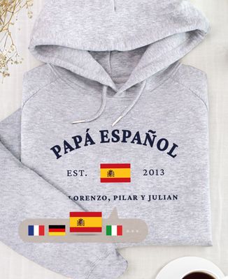 Sudadera con capucha para hombre Papá español personalizado - Regalos para papá