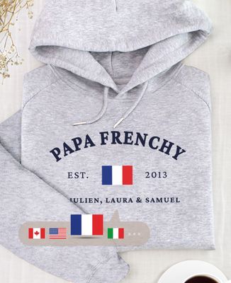 Hoodie homme Papa Frenchy personnalisé - Cadeaux Papa
