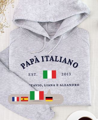 Hoodie per lui Papà italiano personalizzato - Regali per papà
