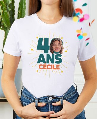 Tee Shirt Femme Tunique Manches Courtes Motif Floral - Taille 40 - Occasion Très Bon état