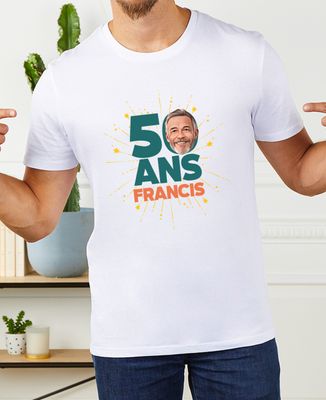 50 ans visage et prénom personnalisé