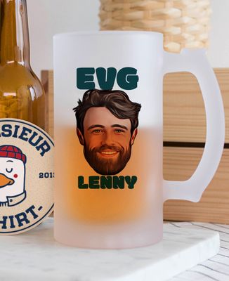 Chope de bière EVG visage et prénom personnalisé - Apéro, EVG
