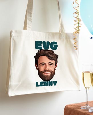 Maxi tote bag EVG visage et prénom personnalisé - Apéro, EVG