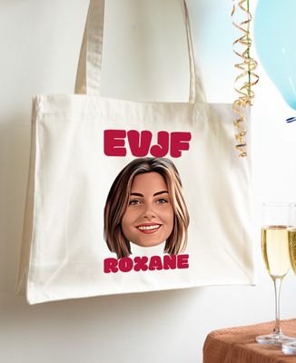Maxi tote bag EVJF visage et prénom - Apéro, EVJF