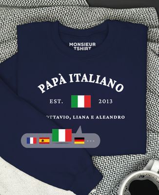 Felpa uomo Papà italiano personalizzato - Regali per papà