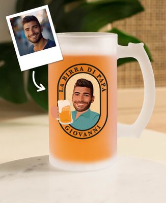 Boccale di birra Birra del papà e volto personalizzato - Aperitivo