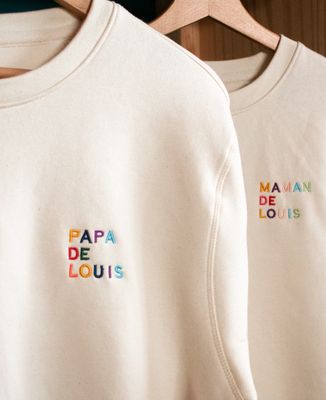 Sweatshirt homme Papa de prénoms multicolore brodé - Cadeaux Papa