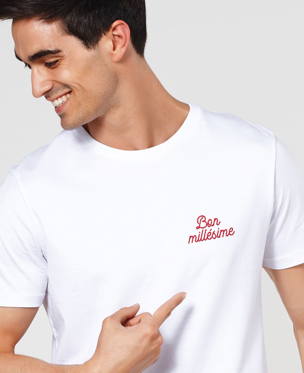 T-shirt homme Bon millésime brodé - Apéro, Cadeaux Frère, Cadeaux Couple
