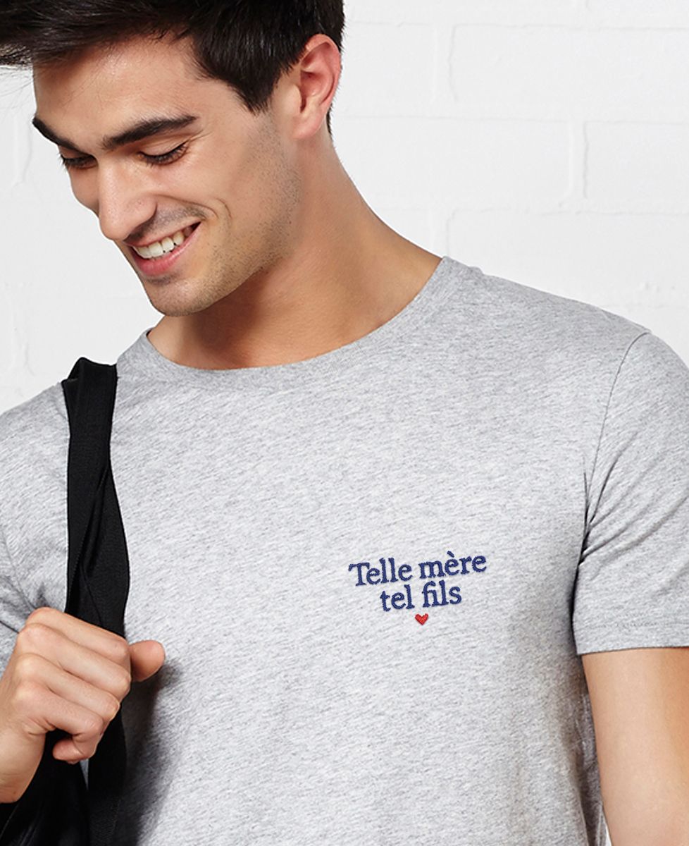 T-shirt homme Telle mère tel fils (brodé) - Cadeaux Maman, Cadeaux Couple, Duo assortis