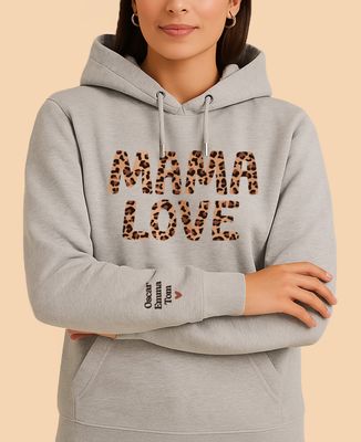 Hoodie Frauen Mama love Leopard und Namen auf dem Ärmel - Geschenke Mama, Werdende Mutter/Vater