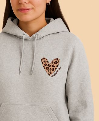 Hoodie Frauen Herz Leopard Mama personalisiert