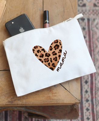 Beutelchen Herz Leopard Mama personalisiert