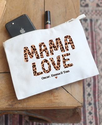 Beutelchen Mama love Leopard und Namen - Geschenke Mama, Werdende Mutter/Vater