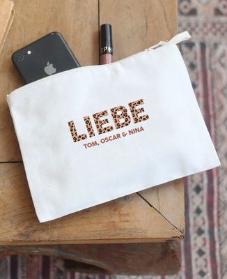 Beutelchen Personalisierter Text Leopard und Vorname der Kinder