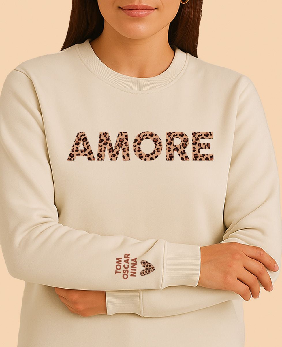 Felpa Donna Personalizzata Felpa Donna Con Testo E Nomi Leopardati