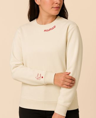Sweatshirt Frau Mama um den Kragen und Vornamen auf dem Ärmel - Geschenke Mama, Werdende Mutter/Vater